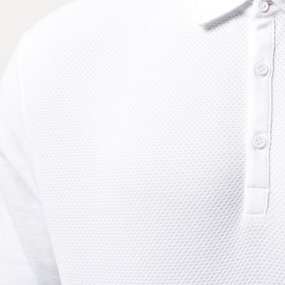White textured long sleeve polo shirt